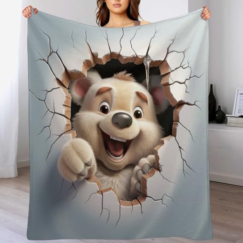 Cute Bär Dick Decke Weich Wärme Gemütlich Flannel-Fleece Sofadecke Deckeldecke Couchdecke Vier Jahreszeiten Bett Decke （150×200cm） von AAPZY