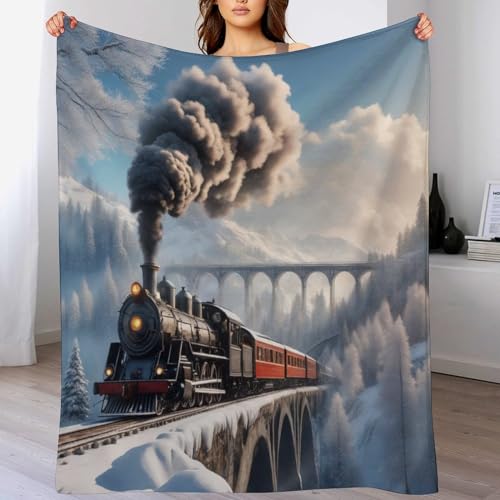 Dampfzug Dick Decke Weich Wärme Gemütlich Flannel-Fleece Sofadecke Deckeldecke 3D Bilder Wohndecke Für Bett/Sofa （150×200cm） von AAPZY