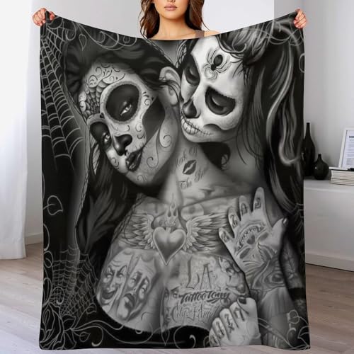 Fleece Decke Gothic Totenkopf, Kuschelweiche Flauschige Fleece Decke Für Couch, Sofa, Bett, Verdickte Warme Decke, Plüsch-Mikrofaserschläfchendecke, （130×150cm） von AAPZY