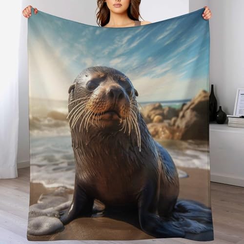 Fleece Decke Robbe, Kuschelweiche Flauschige Fleece Decke Für Couch, Sofa, Bett, Verdickte Warme Decke, Plüsch-Mikrofaserschläfchendecke, （150×200cm） von AAPZY