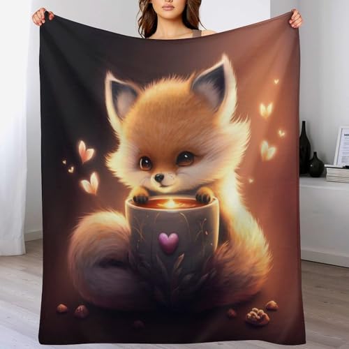 Fuchs Decke Wohndecke Warm & Kuschelig Waschbar, Überwurf Ideal Für Draußen, Camping, Couch, Bett, Reisen – Superweiche Wolldecke （180×200cm） von AAPZY