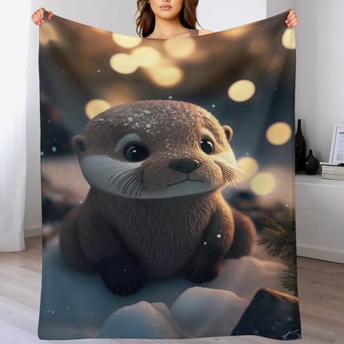 Otter Decke Kuscheldecken Couchdecke, Übergroße Warme Super Weiche Decke, Schlafdecke Tagesdecke Flauschige Decke （180×200cm） von AAPZY