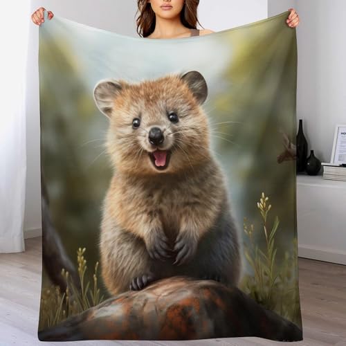 Quokka Decke Vier Jahreszeiten Bett Wohndecke Kuscheldecke Extra Dick & Warm Sofadecke/Couchdecke Flannel Sofaüberwurf Superweich Und Flauschig Fleecedecke （100×130cm） von AAPZY