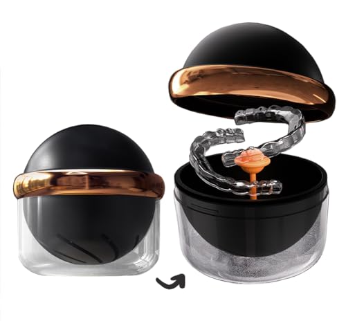 AARAINBOW Prothese Zahnprothese Box, Retainer Cleaner Case mit Sieb, Prothese Bath Box Zahnprothesen Box für Aufbewahrung Reinigungsbäder, Tragbarer Behälter für Falsche Zähne (A Schwarz) von AARAINBOW