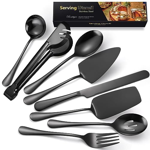 AARAINBOW Servierutensilien Set 8 Stück, Groß Buffet Servier Besteck mit Servierlöffel, Edelstahl Servierlöffel Salatzangen Torten Besteck Set, Zuhause Salatbesteck für Partei Bankett (8 Schwarz) AARAINBOW Servierutensilien Set 8 Stück, Groß Buffet Servier Besteck mit Servierlöffel, Edelstahl Servierlöffel Salatzangen Torten Besteck Set, Zuhause Salatbesteck für Partei Bankett (8 Schwarz) von AARAINBOW