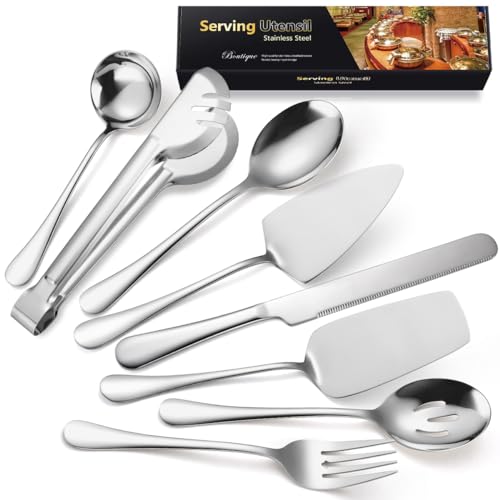 AARAINBOW Servierutensilien Set 8 Stück, Groß Partei Servier Besteck mit Servierlöffel, Edelstahl Servierlöffel Salatzangen Torten Besteck Set, Zuhause Salatbesteck für Buffet Bankett (8 Silbrig) AARAINBOW Servierutensilien Set 8 Stück, Groß Partei Servier Besteck mit Servierlöffel, Edelstahl Servierlöffel Salatzangen Torten Besteck Set, Zuhause Salatbesteck für Buffet Bankett (8 Silbrig) von AARAINBOW