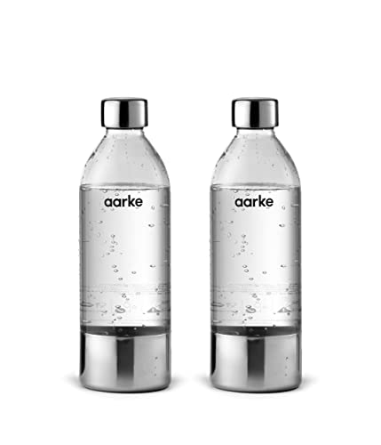 aarke 2er-Pack PET-Flaschen für Wassersprudler Carbonator 3, BPA-frei mit Details in Edelstahl, 800ml, AASPB1-STEEL von aarke