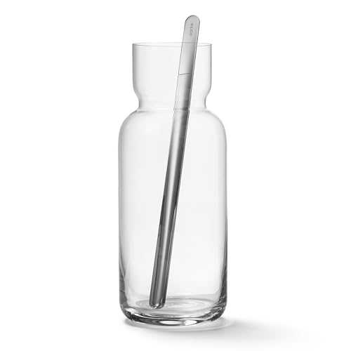 aarke Nesting Carafe, Kristallglaskaraffe (1,1 Liter) + Edelstahl-Barlöffel von aarke