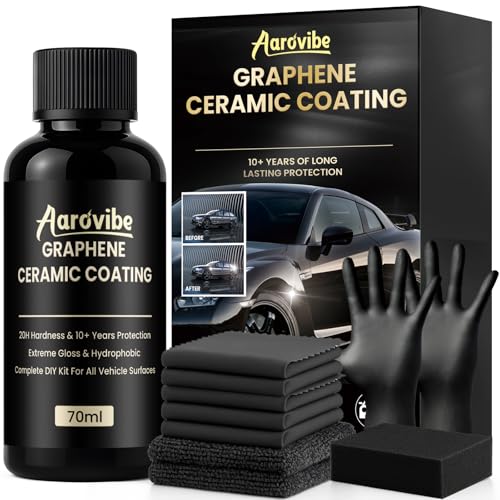 20H Graphen Nano Keramikversiegelung Auto Set (70ml), 10+ Jahre Schutz & Tiefenglanz, Superhydrophob & Kratzresistent, Ceramic Versiegelung Auto für langlebigen Lackschutz und Glanzrestauration von AAROVIBE