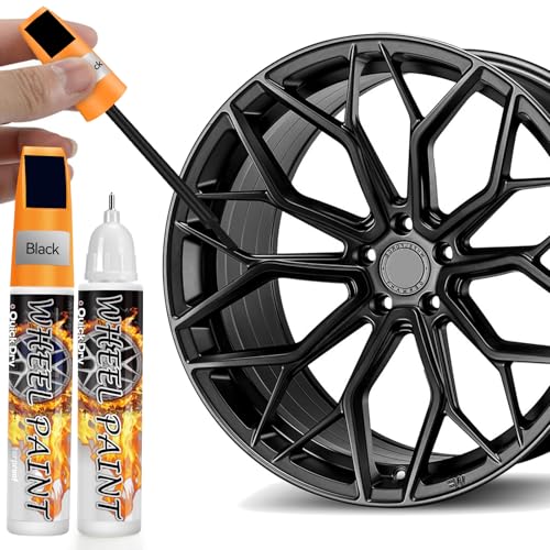AAROVIBE Lackstift Schwarz Glänzend für Felgen – 2-in-1 Felgen Reparaturset, 2PCS Lackstift Auto zur schnellen Ausbesserung von Kratzern (Schwarz) von AAROVIBE