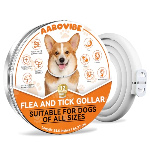 Aarovibe Verstellbares Insektenhalsband für Hunde, natürliche und sichere Formel, sanfte Abwehrwirkung, 65 cm, geeignet für alle Hunde, wasserfest, Schutz bis zu 12 Monate (1 Pack) von AAROVIBE