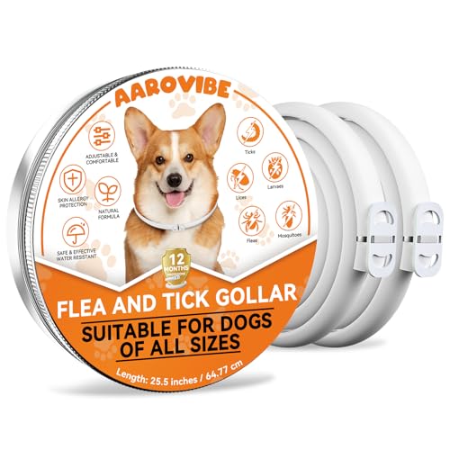Aarovibe Verstellbares Insektenhalsband für Hunde, natürliche und sichere Formel, sanfte Abwehrwirkung, 65 cm, geeignet für alle Hunde, wasserfest, Schutz bis zu 12 Monate (2 Pack) von AAROVIBE