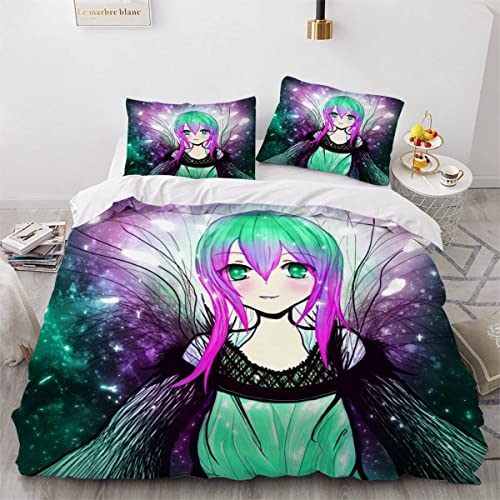 AASIRA Anime Frau Bettwäsche 135x200 Kinder Bettwäsche Anime-Stil Weiche Mikrofaser Bettbezug mit Reißverschluss Jungen Mädchen Bettwäsche-Set 3D Motiv Bettbezüge mit 2 Kissenbezug 80x80 von AASIRA