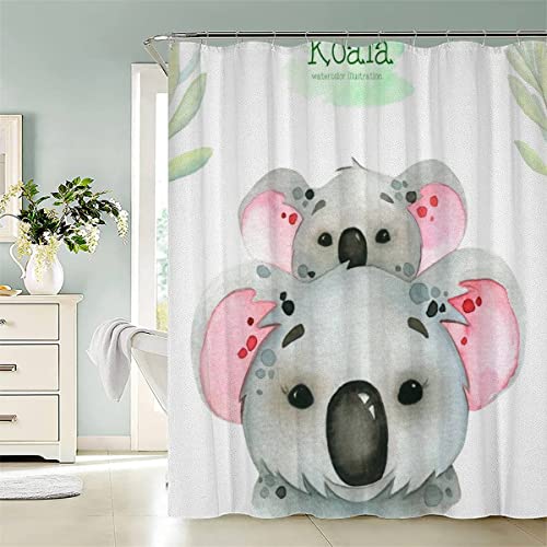 AASIRA Aquarell Koala Duschvorhang Anti-Schimmel 120x180 Badezimmer Badewanne Wasserdichter Duschvorhänge Süße Tiere Polyester Textil Waschbar Badvorhang mit 12 Duschvorhang Hake von AASIRA