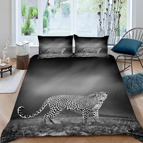 AASIRA Leopard Bettwäsche 135x200 Kinder Bettwäsche Afrikanische Tiere Weiche Mikrofaser Bettbezug mit Reißverschluss Jungen Mädchen Bettwäsche-Set 3D Motiv Bettbezüge mit 2 Kissenbezug 80x80 von AASIRA