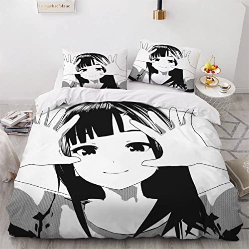AASIRA Manga-Mädchen Bettwäsche 135x200 Kinder Bettwäsche Anime-Stil Weiche Mikrofaser Bettbezug mit Reißverschluss Jungen Mädchen Bettwäsche-Set 3D Motiv Bettbezüge mit 2 Kissenbezug 80x80 von AASIRA