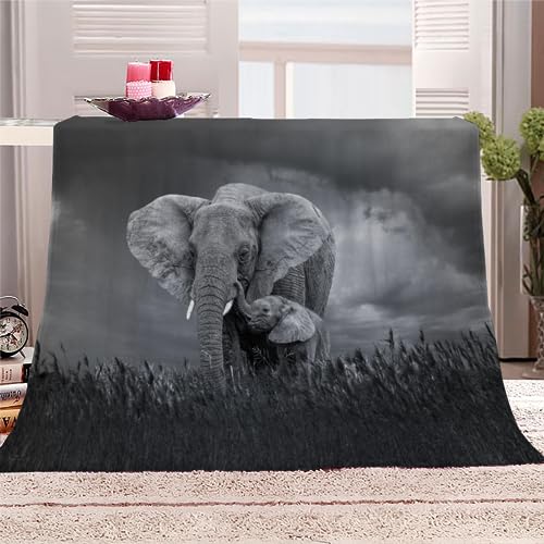 Decke 150x200cm Elefant Kuscheldecken Flauschig 3D Elefant Weich Warme Flanell Wohndecke Fleecedecke Bettüberwurf Sofadecke Couchdecke Geschenke für Kinder Erwachsener von AASIRA