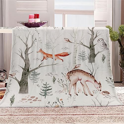 Kuscheldecken 150x200cm Aquarelltiere 3D Flauschig Weich Warm Flanell Decke Geschenke für Kinder Mädchen Jungen Erwachsene Wald Fleecedecke Wohndecke für Sofa Bett TV-Decke von AASIRA