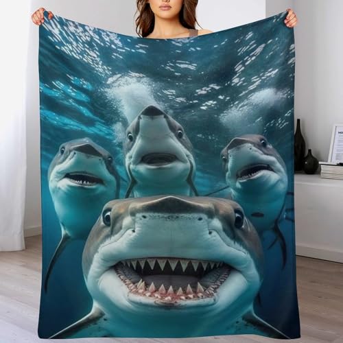 AASWDFR Hai Decke Vier Jahreszeiten Wohndecke Couchdecke Weiche Fleecedecke Flannel Sofaüberwurf Tagesdecke Für Bett/Sofa 180×200cm von AASWDFR