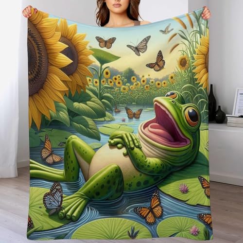Fleece Decke Frosch, Kuschelweiche Flauschige Fleece Decken Für Couch, Sofa, Bett, Warme Decken Mikrofaserschläfchendecke, 130×150cm Fleece Decke Frosch, Kuschelweiche Flauschige Fleece Decken Für Couch, Sofa, Bett, Warme Decken Mikrofaserschläfchendecke, 130×150cm von AASWDFR