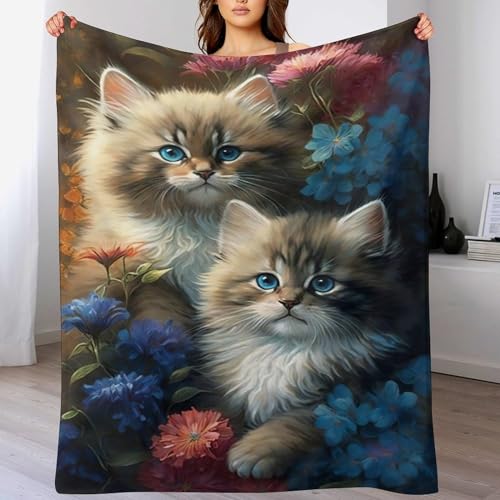 Fleece Decke Katze, Kuschelweiche Flauschige Fleece Decken Für Couch, Sofa, Bett, Warme Decken Mikrofaserschläfchendecke, 100×130cm Fleece Decke Katze, Kuschelweiche Flauschige Fleece Decken Für Couch, Sofa, Bett, Warme Decken Mikrofaserschläfchendecke, 100×130cm von AASWDFR