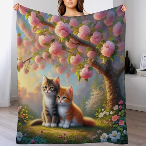 Katze Decke, Wohndecke,Weich Warm Flannel Vier Jahreszeiten Fleecedecke Sofadecke Bettdecke Wohnzimmer Couch Wohndecke 140×180cm von AASWDFR