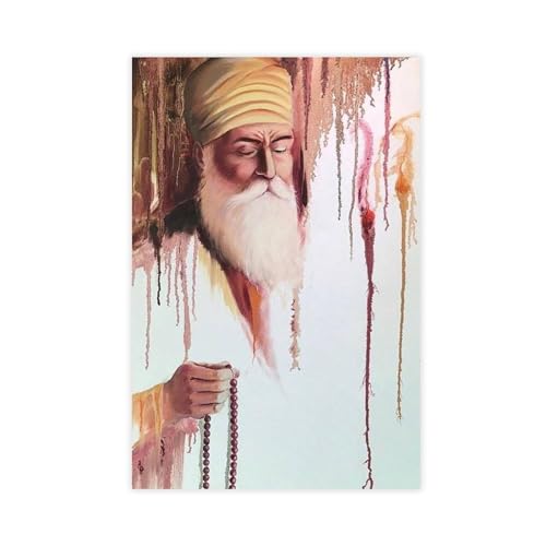 AAVEDA Guru Nanak Dev 5 Leinwand-Poster, Wandkunst, Dekor, Bild, Gemälde für Wohnzimmer, Schlafzimmer, Dekoration, ungerahmt, 40 x 60 cm von AAVEDA