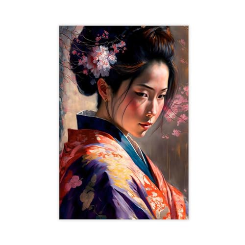 AAVEDA Japanisches Geisha-Poster, 5 Stück, Leinwand-Poster, Wandkunst, Dekordruck, Bild, Gemälde für Wohnzimmer, Schlafzimmer, Dekoration, ungerahmt, 40 x 60 cm von AAVEDA