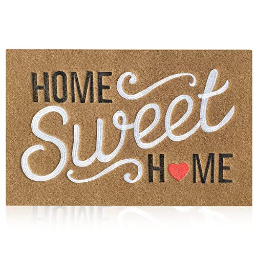 AAZZKANG Fußmatte, Motiv: Home Sweet Home Welcome Mat mit rutschfester Gummi-Unterseite, für den Innen- und Außenbereich, Braun von AAZZKANG