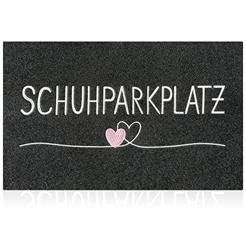 AAZZKANG Fußmatte Groß Außen Innen Schuhparkplatz Türmatte 90 x 60 cm mit Dauerhaft rutschfest Gummi Rückseite Ultra absorbieren Schlamm Einfach zu säubern Haustür Eingangsteppich Schwarz von AAZZKANG