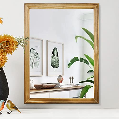 AAZZKANG Rustikale Spiegel für die Wand, rechteckiger Holzrahmen, Spiegel, Bauernhaus, Schlafzimmer, Badezimmer, dekorativer Spiegel mit Seil zum Aufhängen, 40,6 x 30,5 cm von AAZZKANG