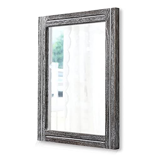 AAZZKANG Rustikaler Spiegel mit Holzrahmen, Wandspiegel, 50 x 40 cm, rechteckig, dekorativ, für Schlafzimmer, Badezimmer, Bauernhaus von AAZZKANG