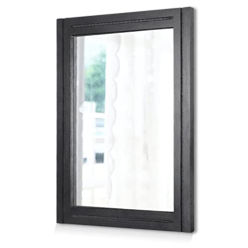 AAZZKANG Schwarzer Wandspiegel, rechteckiger Spiegel mit Holzrahmen, dekorativer Wandspiegel für Schlafzimmer, Wohnzimmer, Badezimmer von AAZZKANG