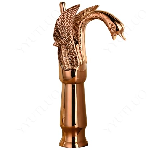 AAureolo Moderner Roségold Badezimmerhahn in Schwanenform, Einhebel zum Einstellen der Wasserdurchflussgröße/Heiß und Kalt,Einloch,Wasserhahn für Badezimmerwaschtisch,Waschbecken,Badewanne,Küchenspüle AAureolo Moderner Roségold Badezimmerhahn in Schwanenform, Einhebel zum Einstellen der Wasserdurchflussgröße/Heiß und Kalt,Einloch,Wasserhahn für Badezimmerwaschtisch,Waschbecken,Badewanne,Küchenspüle von AAureolo