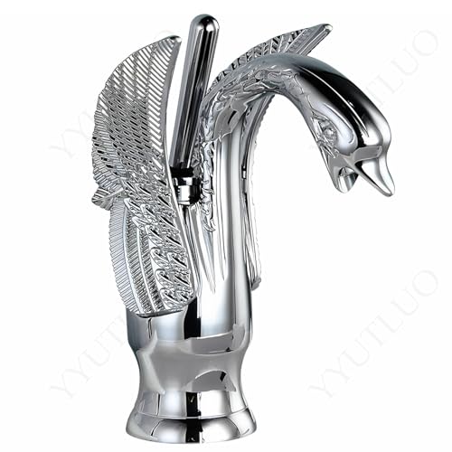 AAureolo Moderner Silber Badezimmerhahn in Schwanenform, Einhebel zum Einstellen der Wasserdurchflussgröße/Heiß und Kalt, Einloch,Wasserhahn für Badezimmerwaschtisch, Waschbecken,Badewanne,Küchenspüle AAureolo Moderner Silber Badezimmerhahn in Schwanenform, Einhebel zum Einstellen der Wasserdurchflussgröße/Heiß und Kalt, Einloch,Wasserhahn für Badezimmerwaschtisch, Waschbecken,Badewanne,Küchenspüle von AAureolo