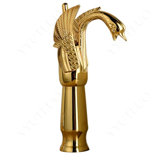 AAureolo Moderner Gold Badezimmerhahn in Schwanenform, Einhebel zum Einstellen der Wasserdurchflussgröße/Heiß und Kalt, Einloch, Wasserhahn für Badezimmerwaschtisch, Waschbecken, Badewanne,Küchenspüle AAureolo Moderner Gold Badezimmerhahn in Schwanenform, Einhebel zum Einstellen der Wasserdurchflussgröße/Heiß und Kalt, Einloch, Wasserhahn für Badezimmerwaschtisch, Waschbecken, Badewanne,Küchenspüle von AAureolo