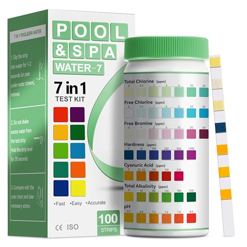 AAwipes Schwimmbad-Testkit 7-in-1 | 100 Teststreifen für Schwimmbäder | pH-Wert-Testkit für Pool mit hochpräziser Wasserhärte- und Säuremessung | Wartungsset für Pool, Whirlpool und Spa (K01-100) von AAwipes
