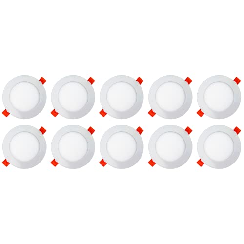 AB Elektro LED Einbaustrahler 230V flach - 10er Set - 6W LED Spot - 2700K - 106mm - IP20 von AB Elektro