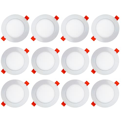 AB Elektro LED Einbaustrahler 230V flach - 12er Set - 6W LED Spot - 4200K - 106mm - IP20 von AB Elektro