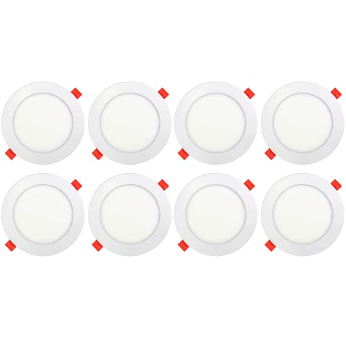 AB Elektro LED Einbaustrahler 230V flach - 8er Set - 9W LED Spot - 2700K - 133mm - IP20 von AB Elektro