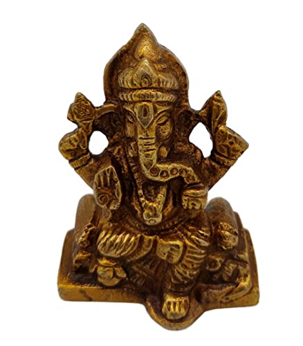 AB India Crafts Ganesha Hindu Glücksgott Messing Figur 6,5x4,5x2,5 cm 170 g in Schmuckschachtel von AB India Crafts