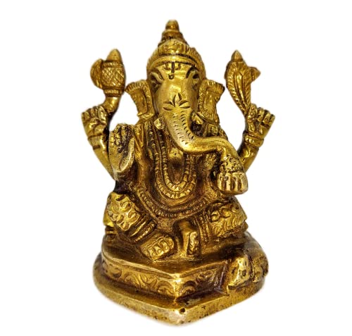 AB India Crafts Ganesha Hindu Glücksgott Messing Figur 9x6x5 cm 500 g von AB India Crafts