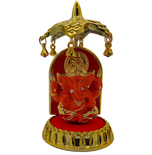 Ganesha Hindu Glücksgott Tempel Figur rot Gold | Glück Spiritualität Indien von AB India Crafts