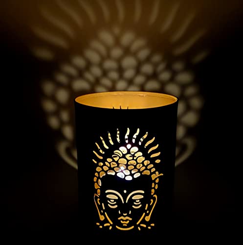 Handgefertigter Schatten Votiv Teelicht Kerzenhalter Metall Motiv Buddha I Spiritualität Mythologie Dekoration Geschenk Hochzeit Diwali von AB India Crafts
