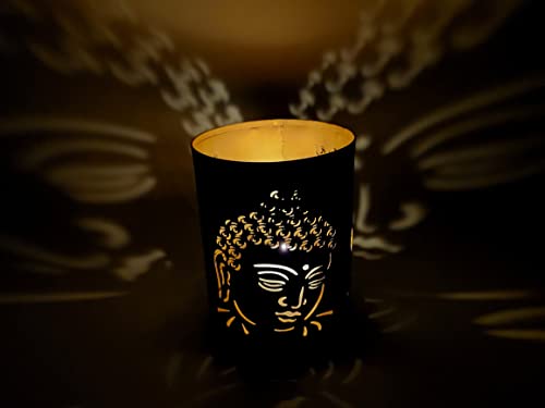 Handgefertigter Schatten Votiv Teelicht Kerzenhalter Metall Motiv Buddha II Spiritualität Mythologie Dekoration Geschenk Hochzeit Diwali von AB India Crafts