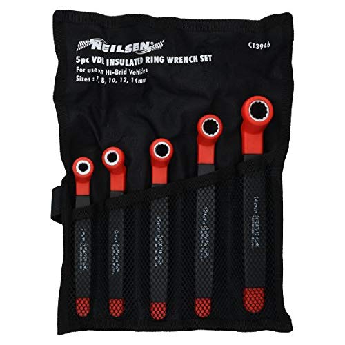 5pc VDE-isolierte Ringschlüssel Schraubenschlüssel Satz 7-14mm Wertung-1000V AC von AB Tools