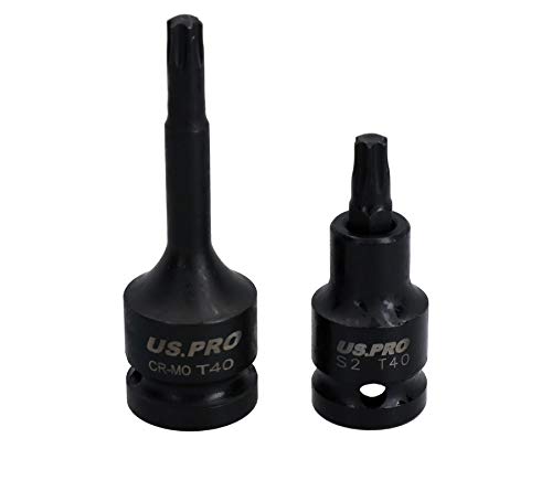 T40 Torx-Stern-Bits (53 mm) + lang (78 mm), Schlagschrauben-Stecknüsse, 1,27 cm (1/2 Zoll) Antrieb von AB Tools-US Pro