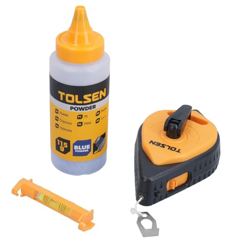 AB Tools 30 m lange Schnur für Baukreide, Ziegelschnur, Schnur mit blauer sichtbarer Kreide von AB Tools