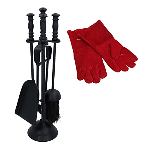 AB Tools 5-teiliges Begleiter-Set für Holzbrenner, Kamin, Kamin, hitzebeständige Handschuhe von AB Tools