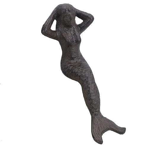 AB Tools Kleine Meerjungfrau Gusseisen Statue Figur Ornament Garten Wasser Teich Regal Sitzend von AB Tools